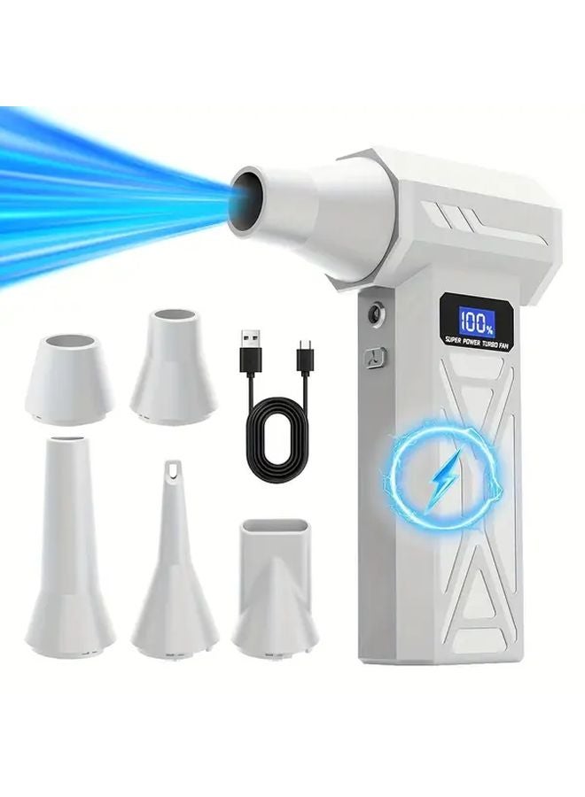 White Super Turbo Fan 130000 RPM Brushless Motor With 5 Nozzles For Car Home Computer Cooling - Image 1